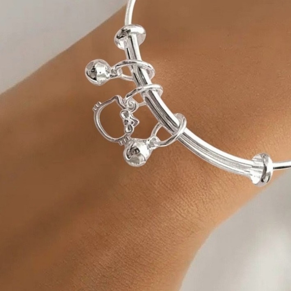 Hello Kitty Silver Charm Bracelet With Bells